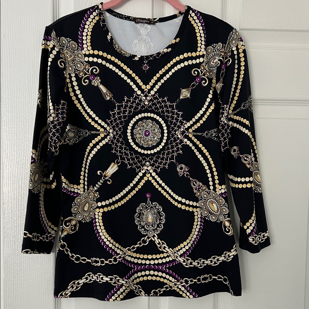J McLaughlin jewels gems medallion signature tee